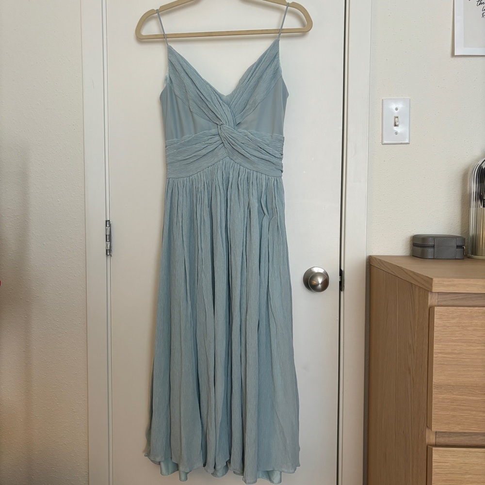 ADEAM pastel teal midi cocktail dress